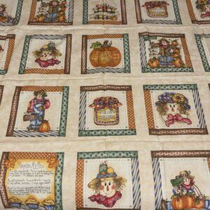 Dianna Marcum FALL HARVEST PUMPKIN Fabric 20 Panels/Blocks ea 6.5" X 6.5" QUILT